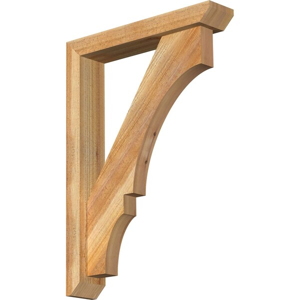 Ekena Millwork Balboa Slat Rough Sawn Bracket w/ Offset Brace, Western Red Cedar, 4"W x 20"D x 28"H BKT0402X20X28BOA06RWR - main